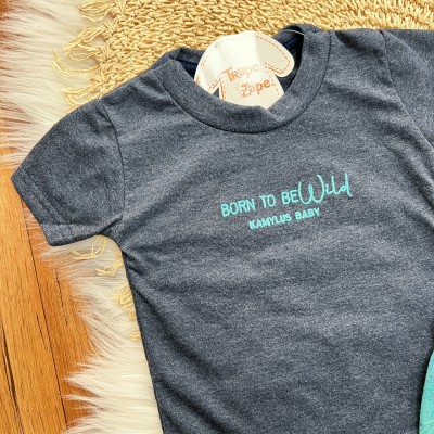 Conj. Camiseta Born to Be Wild e Bermuda - Chumbo e Verde